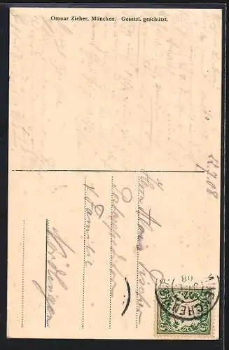 AK München, Neues Rathaus und Frauenkirche