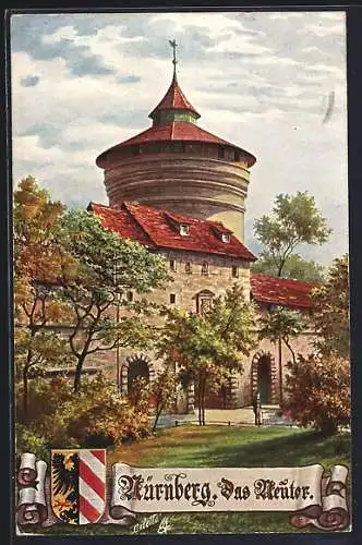 Künstler-AK Nürnberg, das Neutor, Stadtwappen