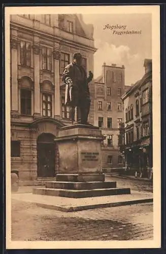 AK Augsburg, Fuggerdenkmal auf dem Fuggerplatz