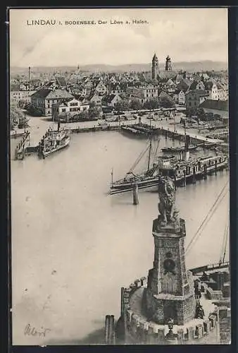 AK Lindau i. Bodensee, Der Löwe am Hafen