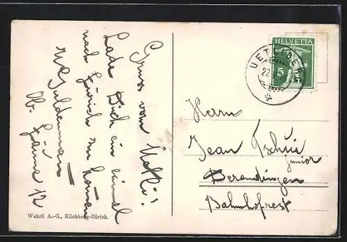 AK Uetliberg, Blick auf den Zürichsee und die Glarneralpen