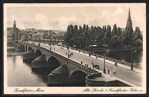 AK Alt-Frankfurt, Alte Brücke von der Frankfurter Seite aus