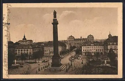 AK Darmstadt, Louisenplatz mit Ludwigsäule