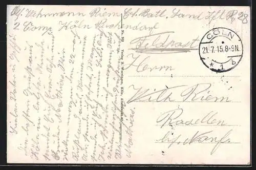 AK Köln a. Rh., Rheinpanorama mit Dampfern, Wappen