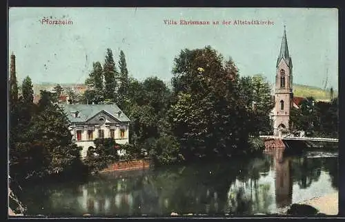 AK Pforzheim, Villa Ehrismann an der Altstadtkirche