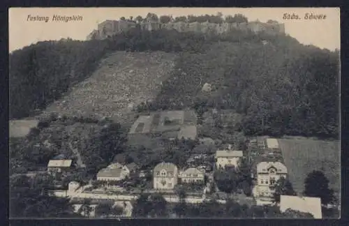 AK Königstein /Sächs. Schweiz, Festung Königstein mit Strassenpartie