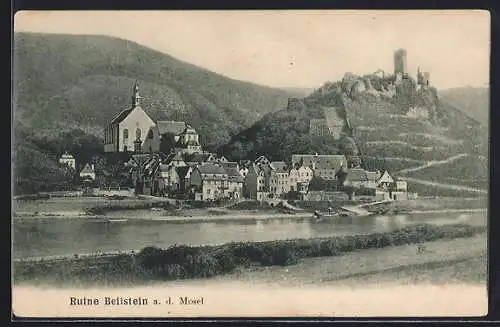 AK Beilstein a. d. Mosel, Teilansicht mit Ruine