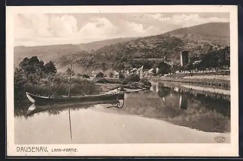 AK Dausenau, Lahn-Partie mit Boot