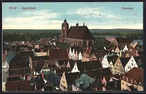 AK Ingolstadt, Panorama mit Kirche