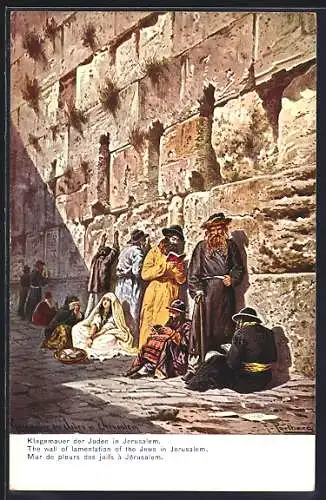 Künstler-AK F.Perlberg: Die Klagemauer der Juden in Jerusalem