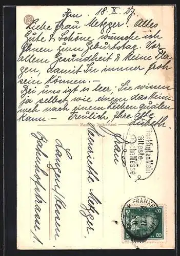 Künstler-AK Catharina Klein: Strauss mit gelben und roten Blüten