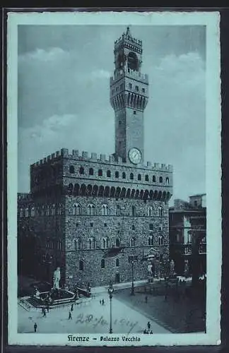 Mondschein-AK Firenze, Palazzo Vecchio