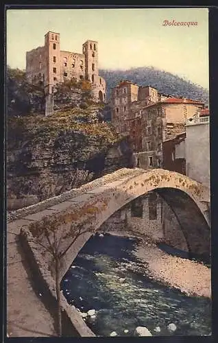 AK Dolceacqua, Ortspartie an der alten Brücke