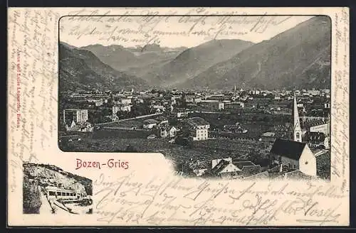 AK Bozen-Gries, Totalansicht gegen die Berge