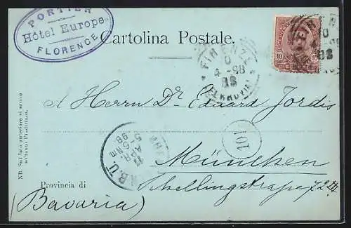 Mondschein-AK Firenze, Totalansicht vom Berg aus