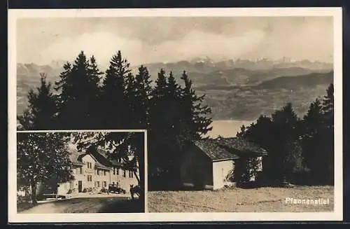 AK Pfannenstiel, Gasthaus von J. Zahner-Zweifel mit Aussicht