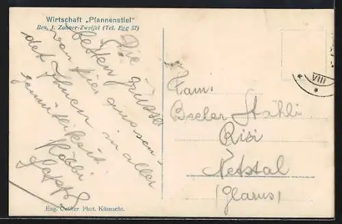 AK Pfannenstiel, Gasthaus von J. Zahner-Zweifel mit Aussicht
