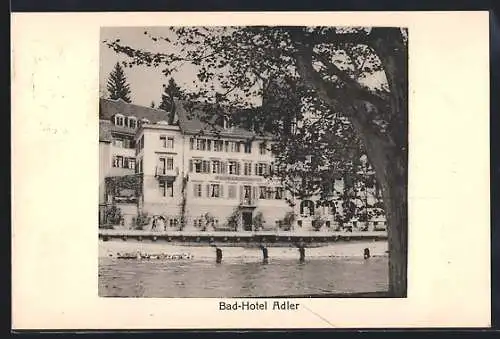 AK Baden, Hotel Adler vom Fluss aus gesehen