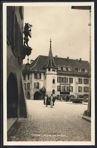 AK Thun, Hotel zur Krone mit Strassenpartie