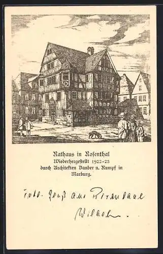 AK Rosenthal / Hessen, Rathaus nach Wiederherstellung 1922-23