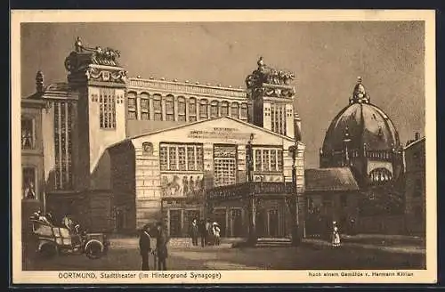 AK Dortmund, Stadttheater mit Synagoge