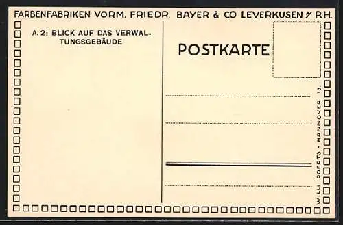 AK Leverkusen a. Rh., Farbenfabriken vorm. Friedr. Bayer & Co, Verwaltungsgebäude