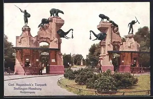 AK Hamburg-Stellingen, Carl Hagenbeck`s Tierpark, Haupteingang