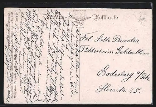 Künstler-AK Wohlgemuth & Lissner, Primus-Postkarte No. 3137: Frühlingserwachen, Frau sitzend auf Mauer