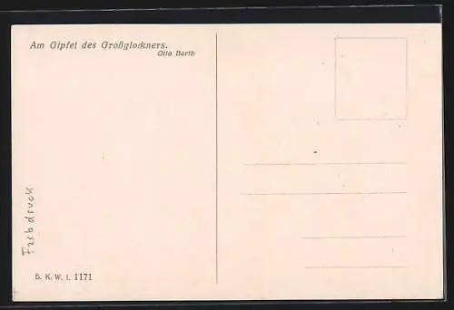 Künstler-AK Bergsteiger am Gipfel des Grossglockners