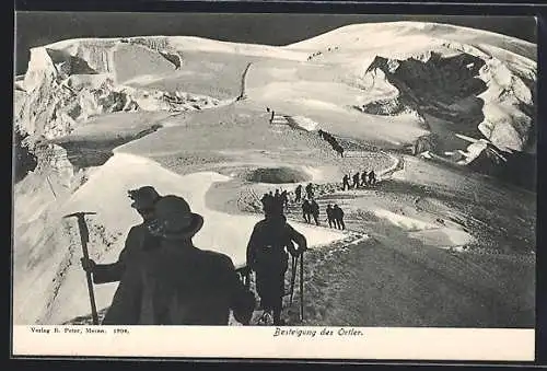 AK Ortler, Bergsteiger auf dem Weg zum Gipfel des Berges