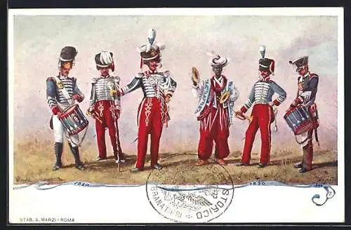 AK Granatieri di Sardegna, historische Uniformen 1820-1883