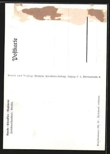 Künstler-AK Döbrich-Steglitz: Garde-Kürassier-Regiment, Friedensstandort Berlin