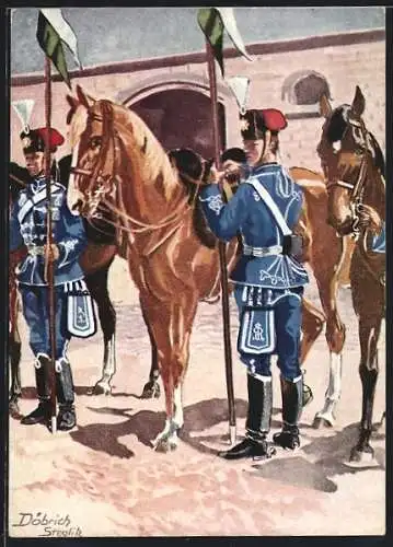 Künstler-AK Döbrich-Steglitz: 2. Husaren-Regiment Nr. 19, Kronprinz Wilhelm des Deutschen Reiches und von Preussen