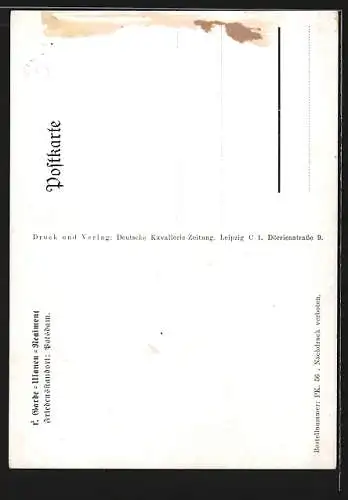 Künstler-AK Döbrich-Steglitz: 1. Garde- Ulanen-Regiment, Ausritt in Paradeuniformen