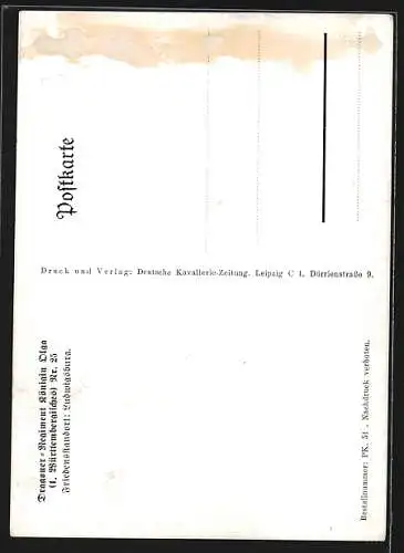 Künstler-AK Döbrich-Steglitz: Dragoner-Regiment Königin Olga Nr. 25, im Paraderitt