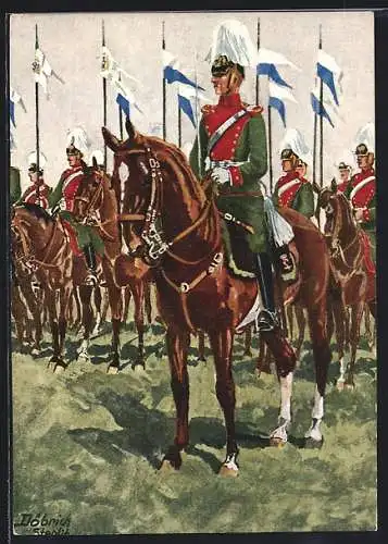 Künstler-AK Döbrich-Steglitz: Thevaulegers-Regiment Kaiser Nikolaus von Russland