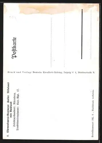 Künstler-AK Döbrich-Steglitz: Thevaulegers-Regiment Kaiser Nikolaus von Russland