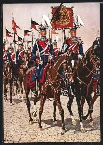 Künstler-AK Ulanen-Regiment König Karl Nr. 19, Kavallerie