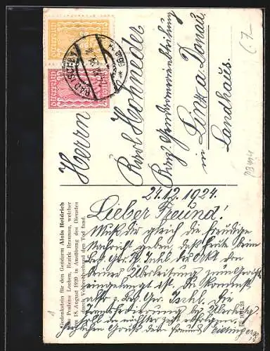 AK Lochen am See, Gedenkstein für den Gendarm Alois Heidrich welcher 1920 in Ausübung des Dienstes den Tod fand