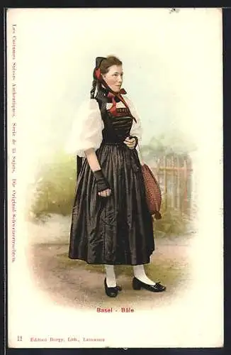 AK Basel, Frau in Tracht