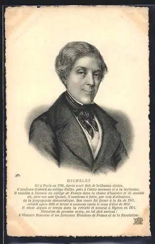 AK Portrait des französischen Historikers Jules Michelet