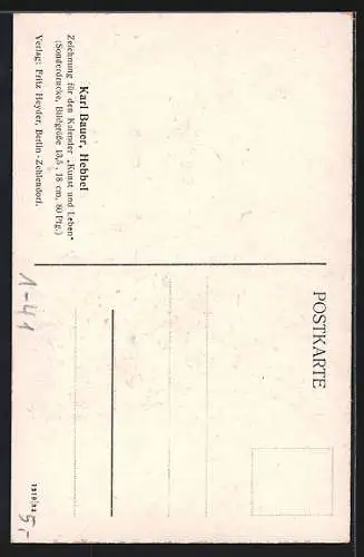 Künstler-AK Seitenprofil des Dramatikers und Lyrikers Friedrich Hebbel
