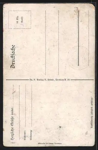 AK Drei Deutsche Reichsmark, Geldschein und Münzen