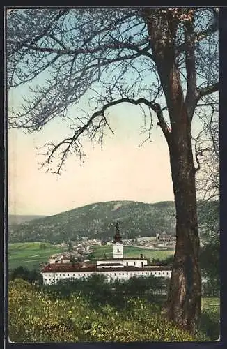 AK Schlägl /Ob.-Oest., Ortsansicht mit Kirche