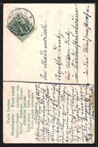 AK Junge Frau in schwarzem Kleid am Elterngrab