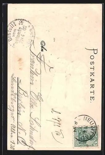 Lithographie Turnvater Jahn, Turner Parade, Frauen winken mit Fahne