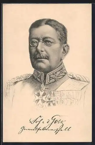 AK Heerführer, Portrait Generalfeldmarschall von der Goltz in Uniform mit vielen Orden