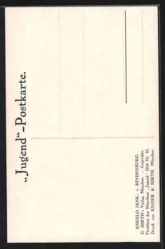 Künstler-AK Angelo Jank: Portrait von Generalfeldmarschall Paul von Hindenburg in Uniform