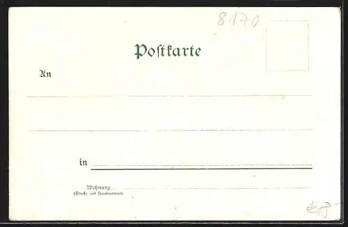Lithographie Krankenheil-Tölz, oberer Markt, Isarbrücke & kalvarienberg, Ortsansicht