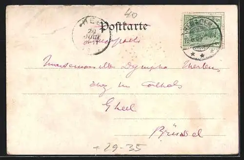 Passepartout-Lithographie Linz /Rh., Ortsansicht, Ortsansichten Andernach und Remagen